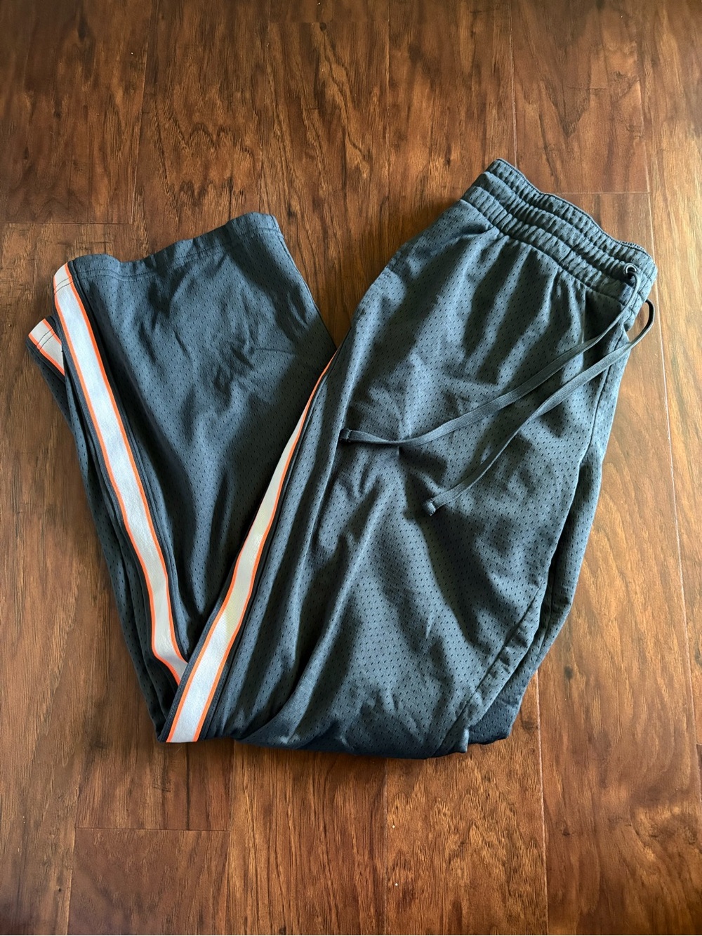Danskin Now Dark Charcoal Joggers with White and Orange Side Stripes